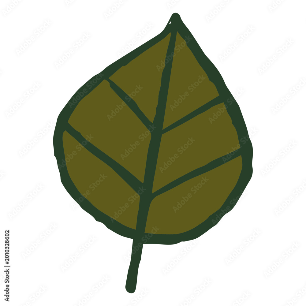 Naklejka premium Dark green leaf doodle