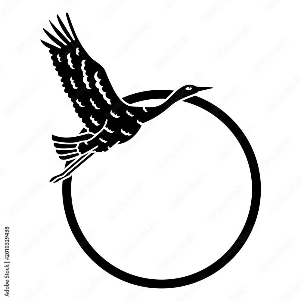 Naklejka premium Elegant crane silhouette with circular design