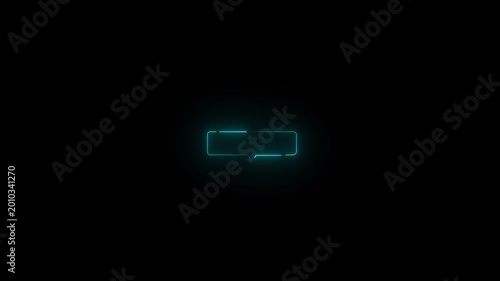 Sky neon Speech Bubble Frame on Black Background chat bubble message box. 4k video animation.