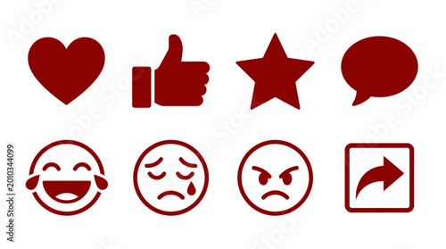 Φωτογραφία Collection of emotive symbols representing various feelings and reactions in a s