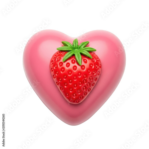 Strawberry heart isolated on transparent background