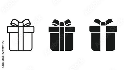 Three gift boxes with ribbons in different shading styles