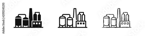 Tableau sur toile Industrial Factory and Manufacturing Plant Icon Set for Production Power and Che