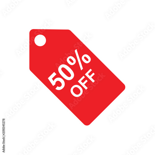 50% sale discount tag icon vector