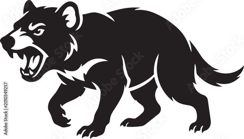 Bild auf Leinwand Fierce Tasmanian devil illustration aggressive marsupial predator in a walking p