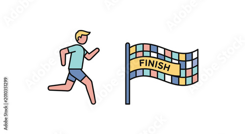 Man Running Towards Finish Line.