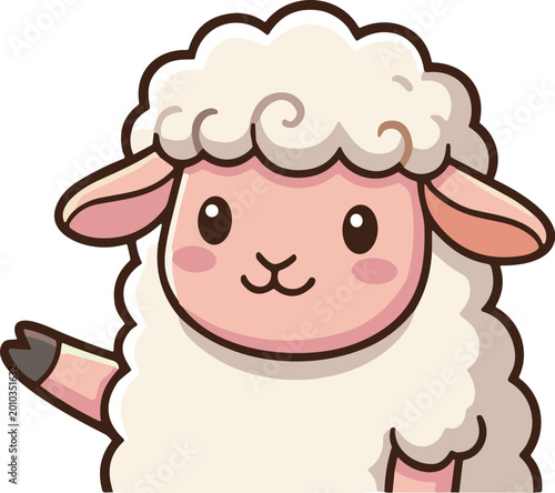 指差しで案内するヒツジのキャラクターイラスト