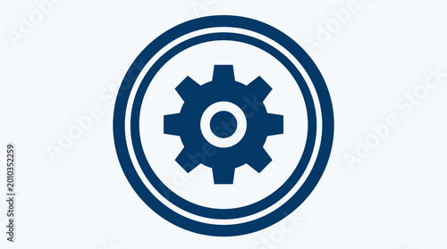 Slika na platnu Blue gear symbol enclosed in a circular border representing technology and engin