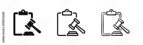 Schilderij op canvas Legal Compliance and Law Court Document Clipboard Icon Set