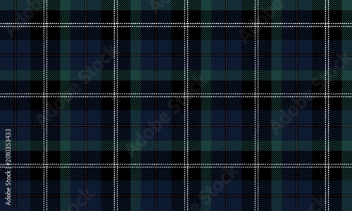 Tableau sur toile The seamless plaid pattern in blue, black, green, and white conveys a sophisticated and elegant look, perfect for textiles, clothing, skirts, and dresses, creating a distinctive and unique style