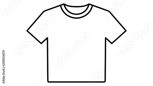 Φωτογραφία Clean minimalist t-shirt vector icon with editable stroke, displaying a hand-drawn black line illustration of a casual garment for apparel design projects on an isolated white background