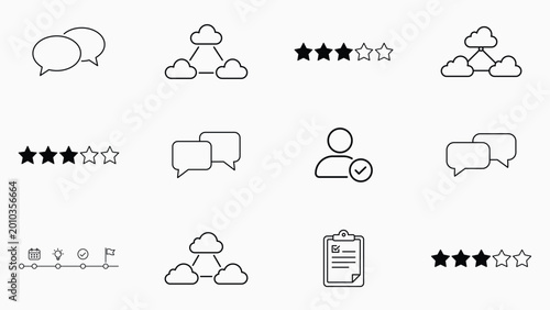 Tableau sur toile Minimalist 12 business and technology vector icon set with editable stroke
