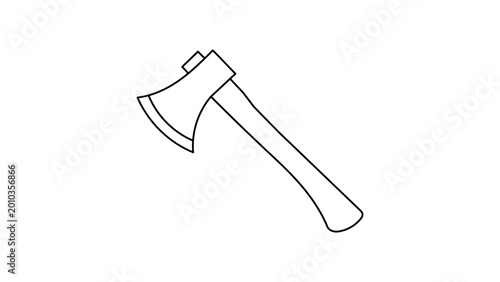 Rustic felling axe vector icon for lumberjack and woodcutting themes, featuring a clean hand-traced illustration with editable stroke for adjustable line weight and minimalist outdoor style.