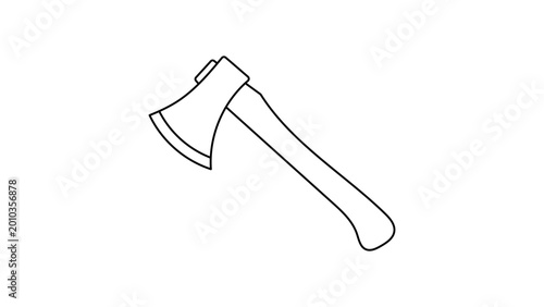 Professional felling axe vector icon illustration with editable stroke, ideal for forestry and carpentry projects featuring a clean hand-drawn outline with customizable line weight and style.
