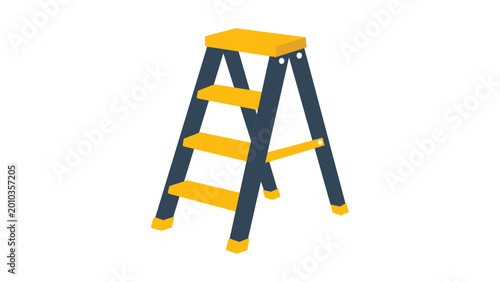 Professional stepladder vector icon for home improvement and construction projects, clean minimalist line illustration of a folding step stool on white background, scalable ladder design.