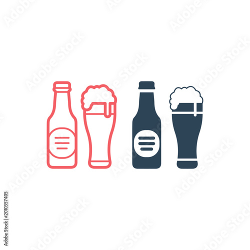 Beer icons set, beverage vector symbol design trendy.
