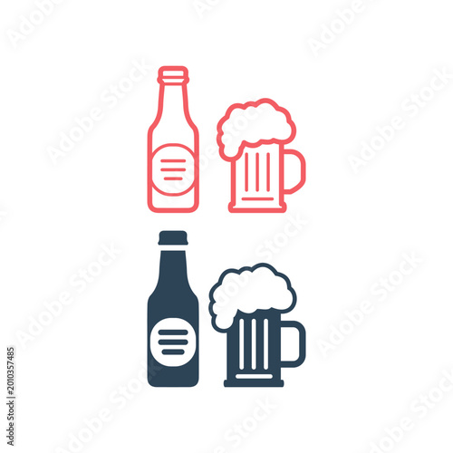 Beer icons set, beverage vector symbol design trendy.