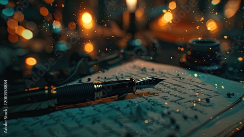 Ink of Knowledge: Fountain Pen Resting on Open Book