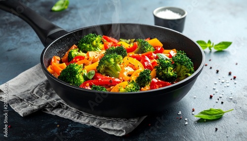 Gemüsepfanne mit Paprika und Brokkoli