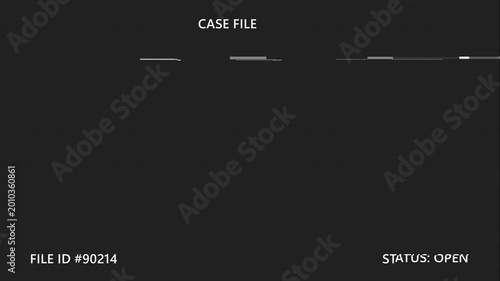 Vintage Forensic Case File Active Overlay with Old Investigation Database Interface, Retro Evidence Recording Screen and Analog Video Texture