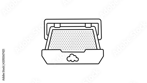 Obraz na płótnie Lint trap vector icon for laundry appliance maintenance, showcasing an editable stroke in a thin line outline illustration of a clothes dryer filter for cleaning and fire safety prevention