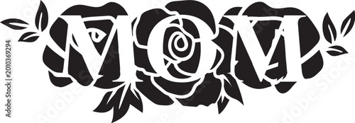 vector illustration of mom roses text