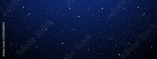 Tableau sur toile Night sky with twinkling stars and shooting comet on dark blue background