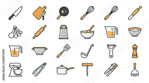 Slika na platnu Collection of Kitchen Utensils and Cooking Tools.