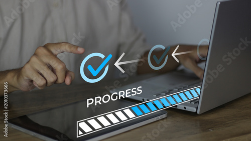 Slika na platnu Professional marking checklist with a loading progress bar to track project deve