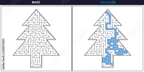 Photos Christmas tree maze puzzle with solution