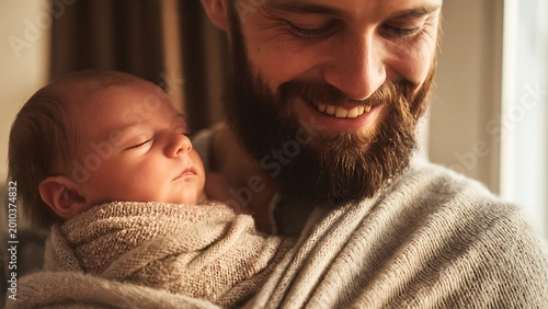Father Holding Newborn Baby.