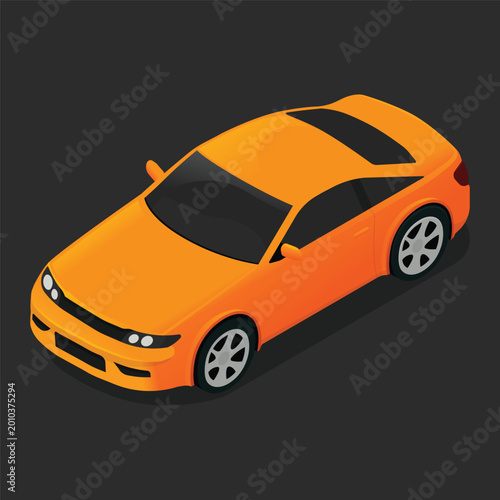 Fotografia Modern orange sports car isometric vector illustration