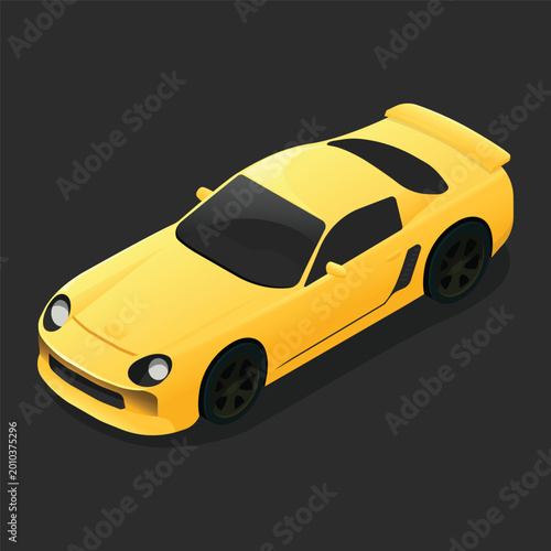 Fotografia Modern yellow sports car isometric vector illustration