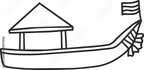 Floating house thai culture line outline doodle icon for design concept