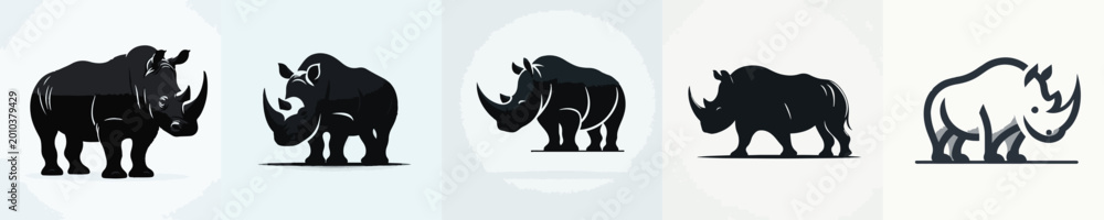 Fototapeta premium Rhino Silhouette Vector Illustration