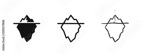 Bild auf Leinwand Iceberg Icon Set Concept of Hidden Risk and Deep Strategy