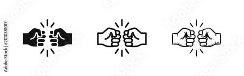 Bild auf Leinwand Brotherly Fist Bump Gesture Icon Set for Respect and Friendship in Various Graph