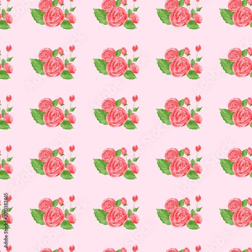 seamless watercolor rose floral p pattern on light background 