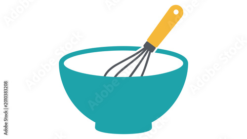 Quadro em tela Elegant mixing bowl vector icon for kitchen baking and food preparation, minimalist hand-drawn line illustration isolated on white background, suitable for professional culinary and recipe media