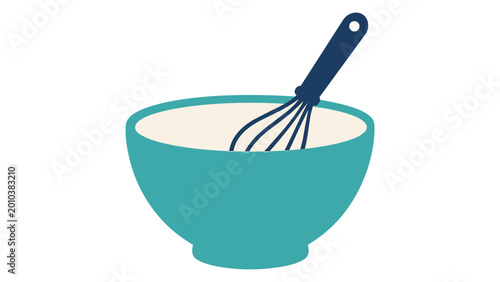 Tableau sur toile Classic mixing bowl vector icon for kitchen baking and food preparation, minimalist hand-drawn line illustration isolated on white background, perfect for culinary blogs and recipe book designs
