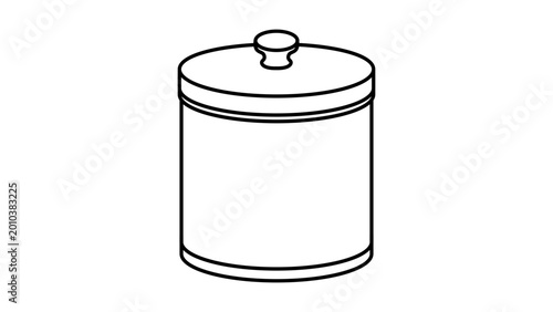 Fotografía Sleek tin canister vector icon with an editable stroke, allowing for adjustable line weight, ideal for food storage illustrations, kitchenware branding, and minimalist pantry organization designs