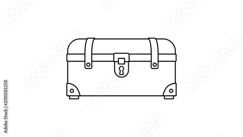 Fotografía Classic storage trunk vector icon with editable stroke, ideal for luggage and home organization illustration, featuring a clean hand-drawn minimalist outline and adjustable line weight style