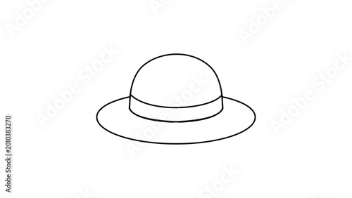 Tableau sur toile Stylish summer straw hat vector icon with editable stroke, perfect for beach vacation and sun protection illustration, featuring a clean hand-drawn outline with adjustable line weight path