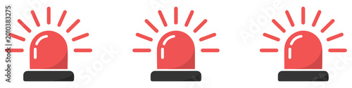 Schilderij op canvas emergency siren icon vector illustration red warning light