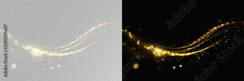 Obraz na płótnie luxury golden light wave with sparkling particle stream forming smooth elegant c