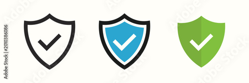 Security shield with checkmark icon set. vector for protection and verification. Transparent PNG and vector
