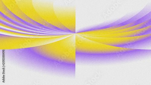 Fotografie Abstract symmetrical background with smooth purple and yellow gradient waves, grainy noise texture, centered focal point