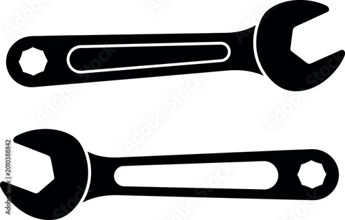 Cuadro en lienzo Two black and white wrenches a hand drawn illustration of essential tools for me