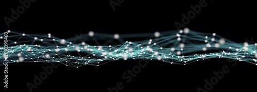 slow motion animated grid pattern from linked nodes and lines with motion blur isolated on black background, motion design overlay texture template decoration 