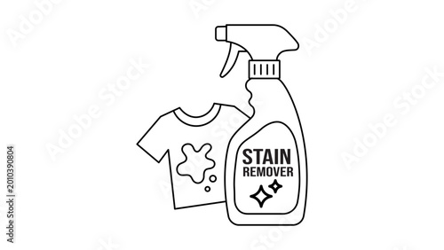 Konstfotografi Minimalist stain remover vector icon illustration featuring editable stroke, hand-drawn outline of a laundry cleaning bottle for fabric maintenance, clean scalable graphic for domestic hygiene